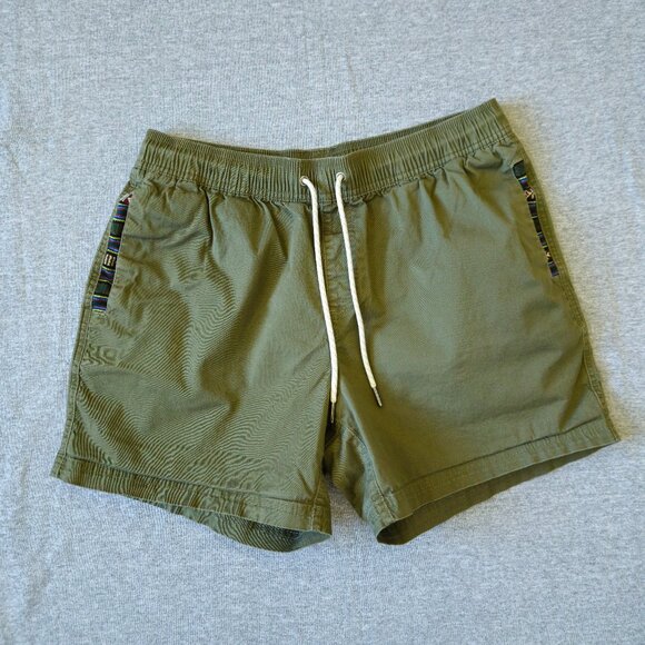 Wowie Shorts Green Casual Tribal Aztec Print Pocket Drawstring Mens Size Medium - Picture 1 of 5